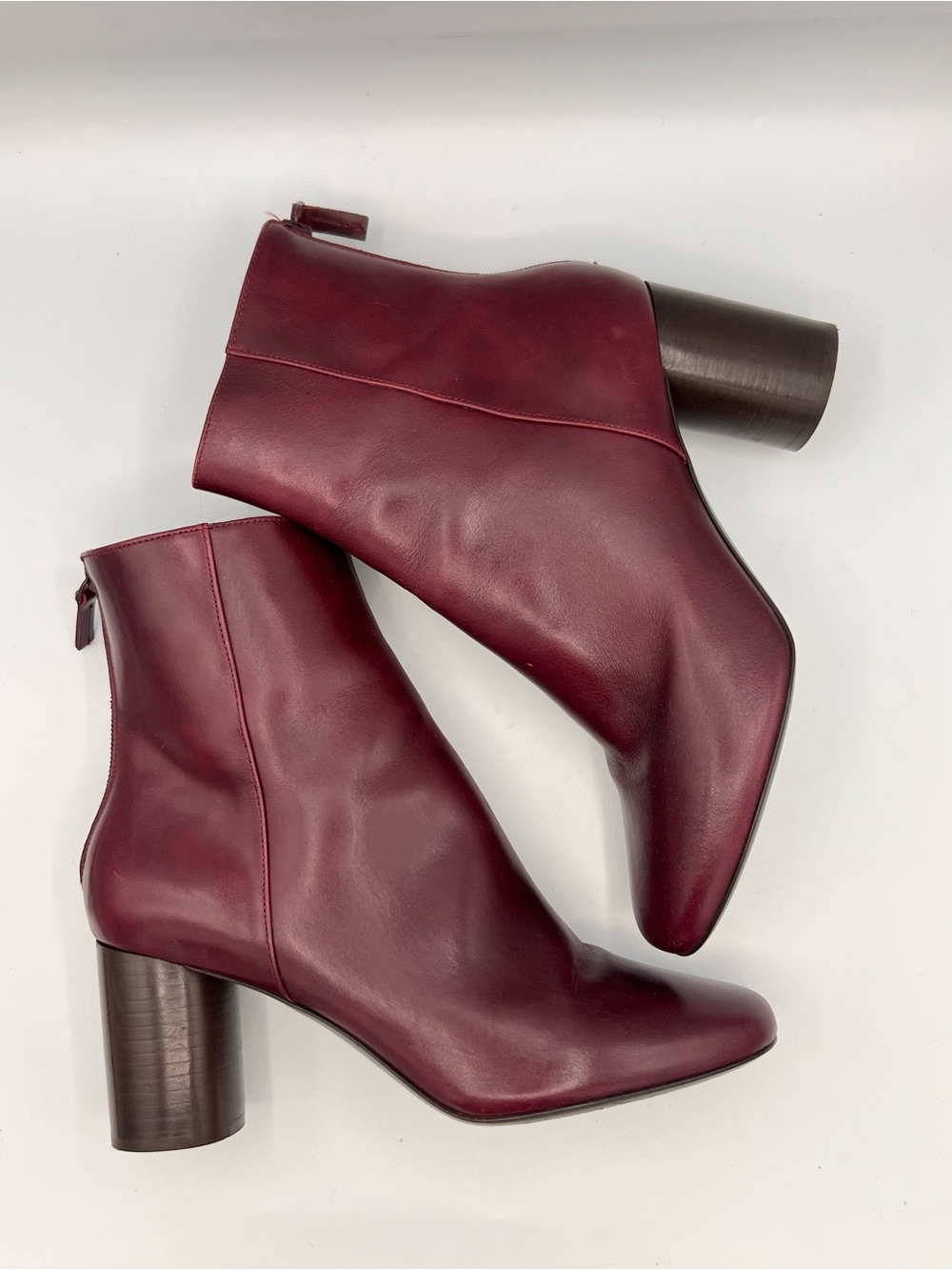 Sandro Paris Leather Ankle Boots Dark Red Sz 39 (9) - Picture 4 of 9